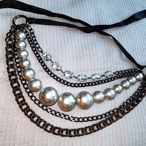 Multilayer Ribbon tie Necklace